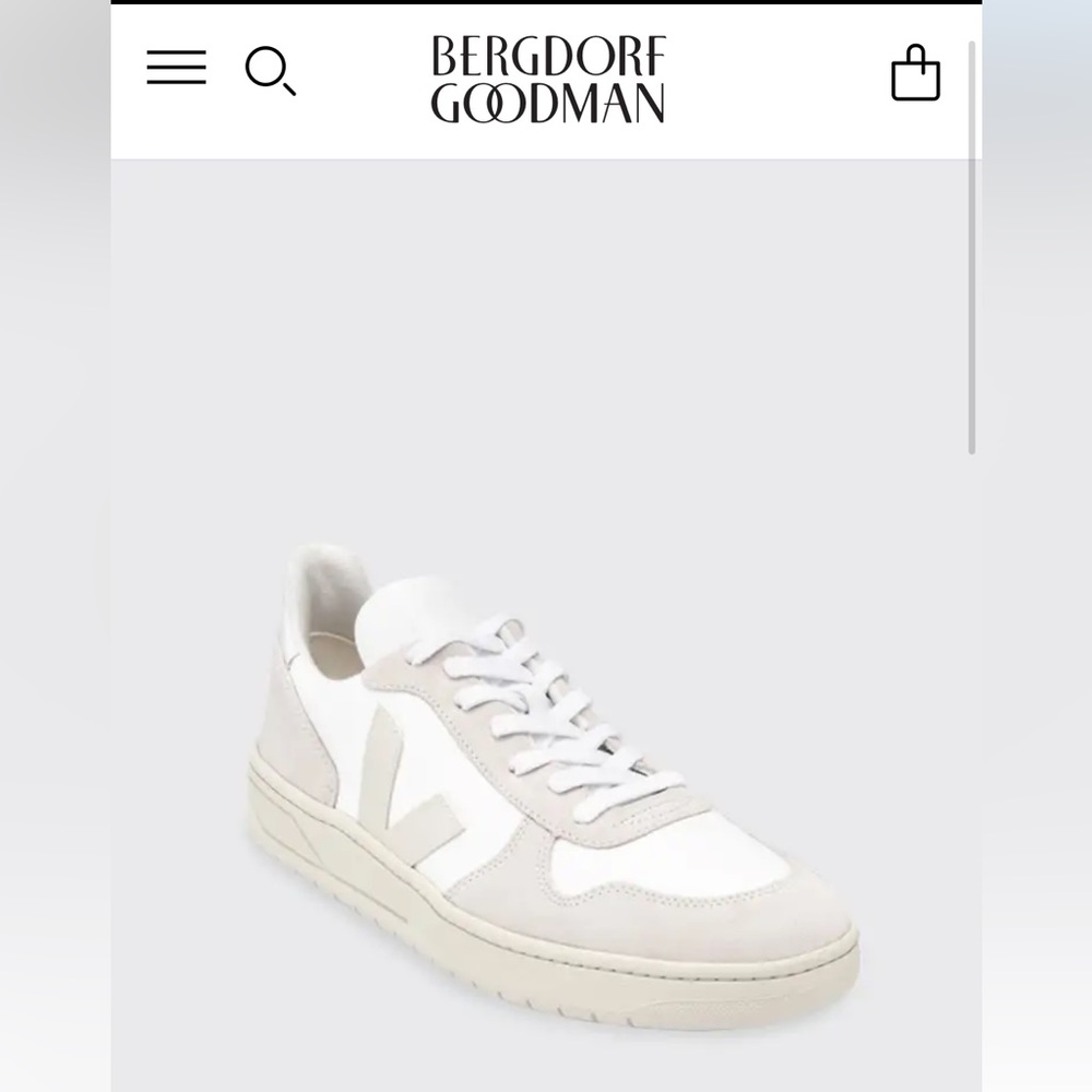 Veja V-10 Mixed Leather Low-Top Court Sneakers